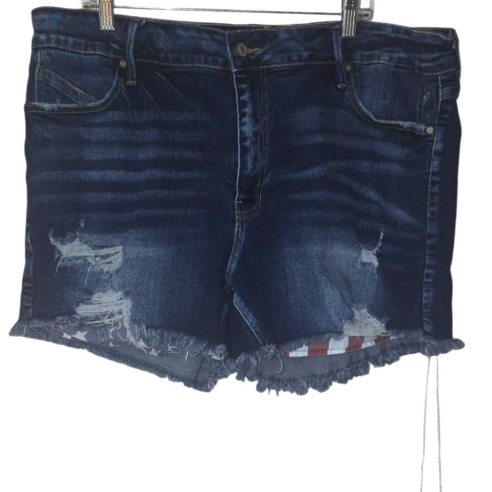 Kancan American Flag Distressed Jean Shorts Size 20